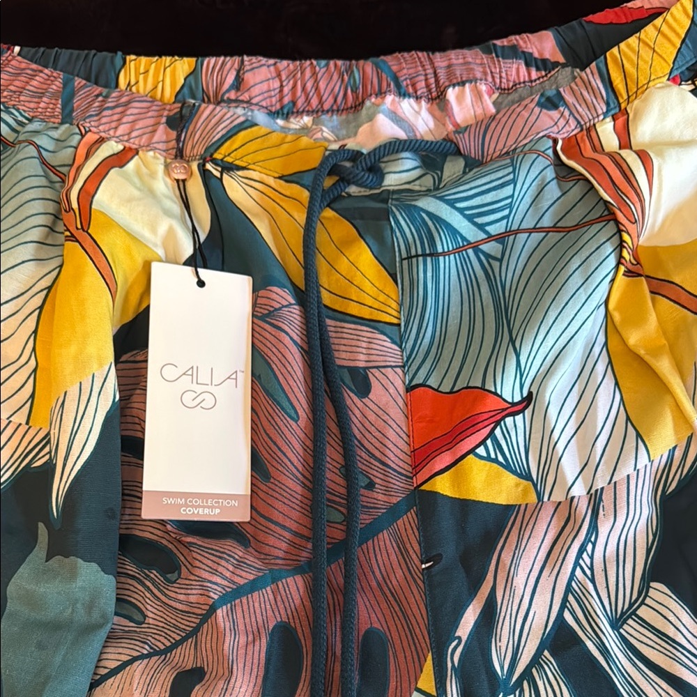 CALIA Con Multicolor Leaf Print Cover-Up